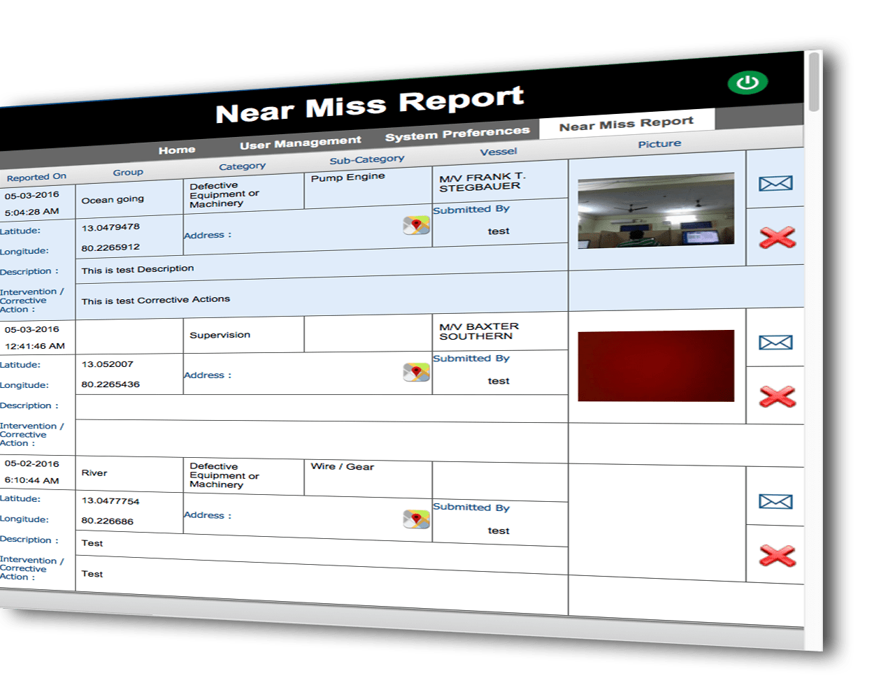 Vessel report tracker