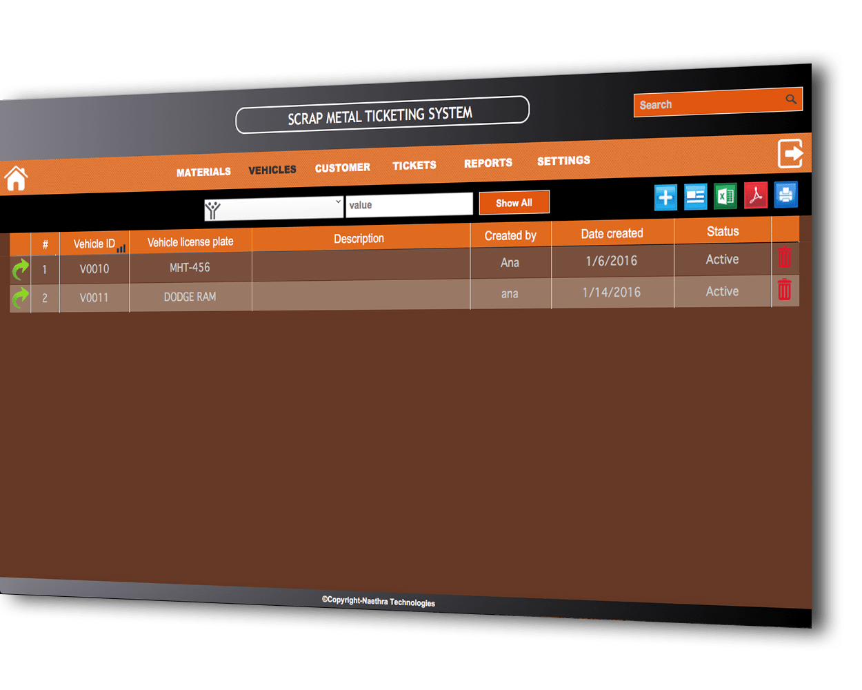 scrap metal ticketing system
